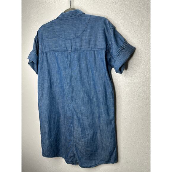 Blank NYC Medium Blue Denim Short Sleeve Pocket Jean Shirt Dress S - Picture 10 of 14